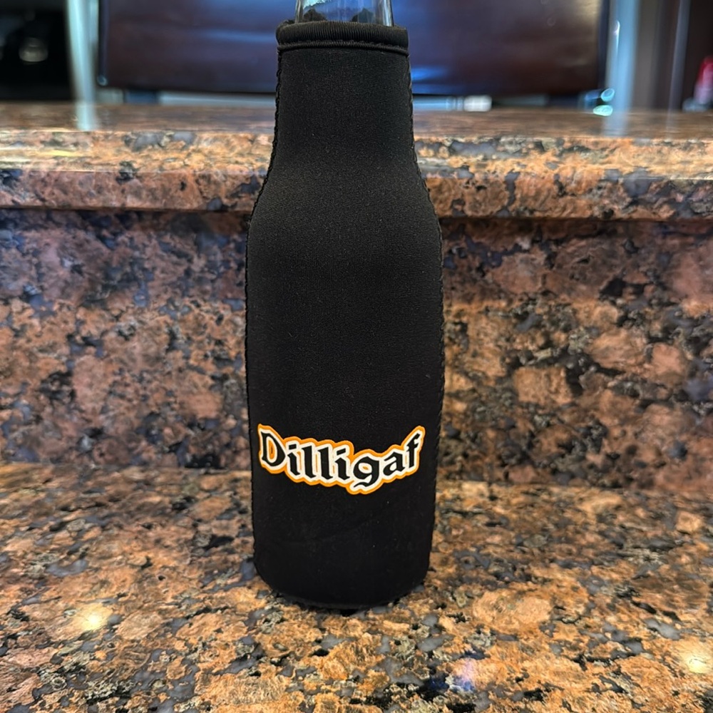 Dilligaf Logo Black koozie Cat Bottle Sleeve black keep bottles cold